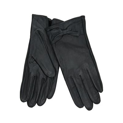 J by Jasper Conran Grey leather bow cuff gloves